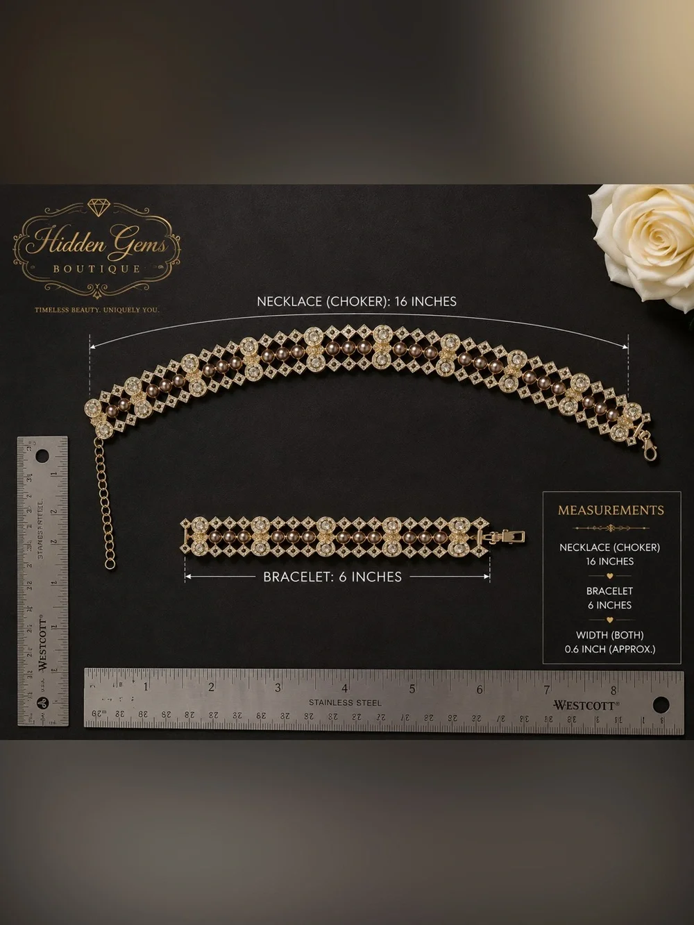 Gold-Tone Floral Crystal Choker Necklace - Gold